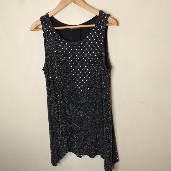 Nally & Millie Silver Paillette Tank Top Shiny Metallic Party - Picture 5 of 11